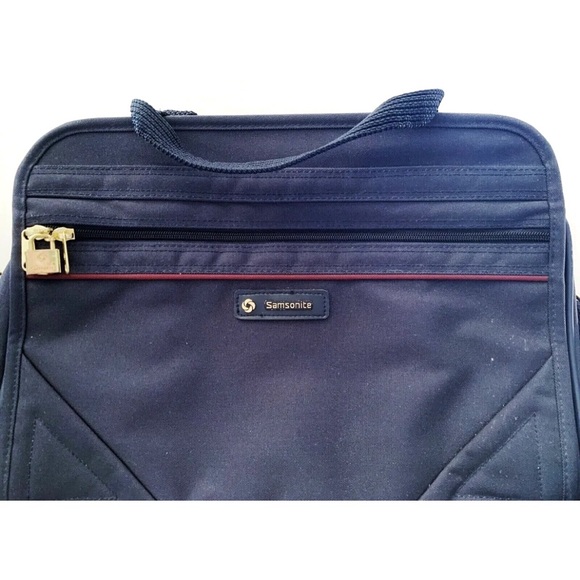 Samsonite Laptop Soft Shell Navy Blue Computer Briefcase Carry On Carrying Bag - Picture 2 of 11
